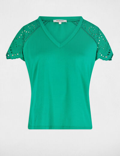 T-shirt manches courtes vert émeraude femme