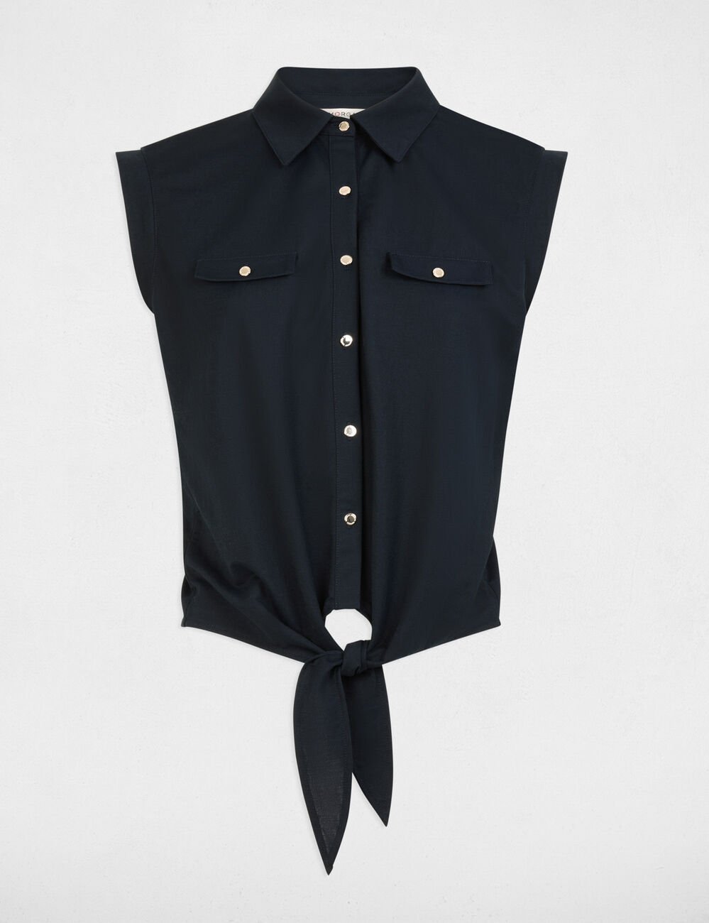 &Auml;rmellose Bluse marineblau damen