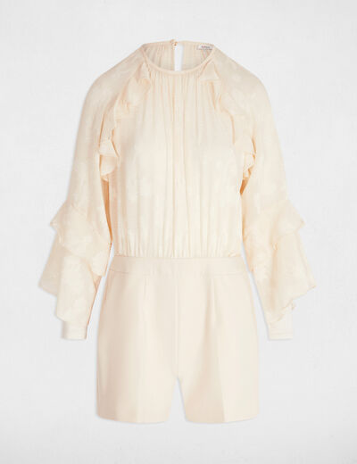 Combishort à volants creme femme