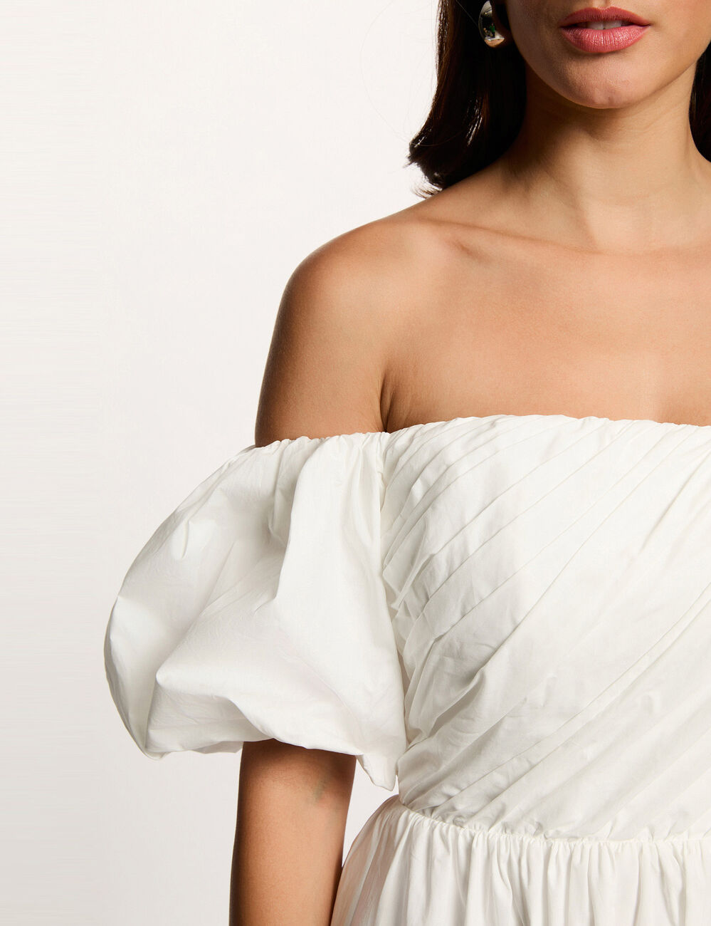 Robe courte manches bouffantes blanc femme