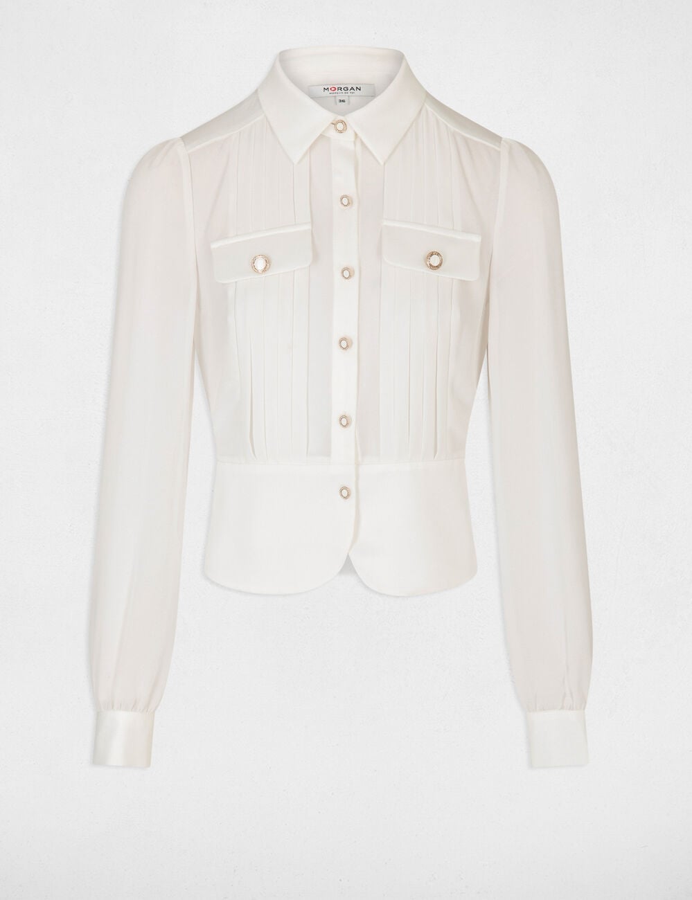 Taillierte Satinbluse elfenbein damen