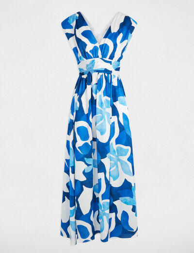 Robe longue droite imprimée multicolore femme