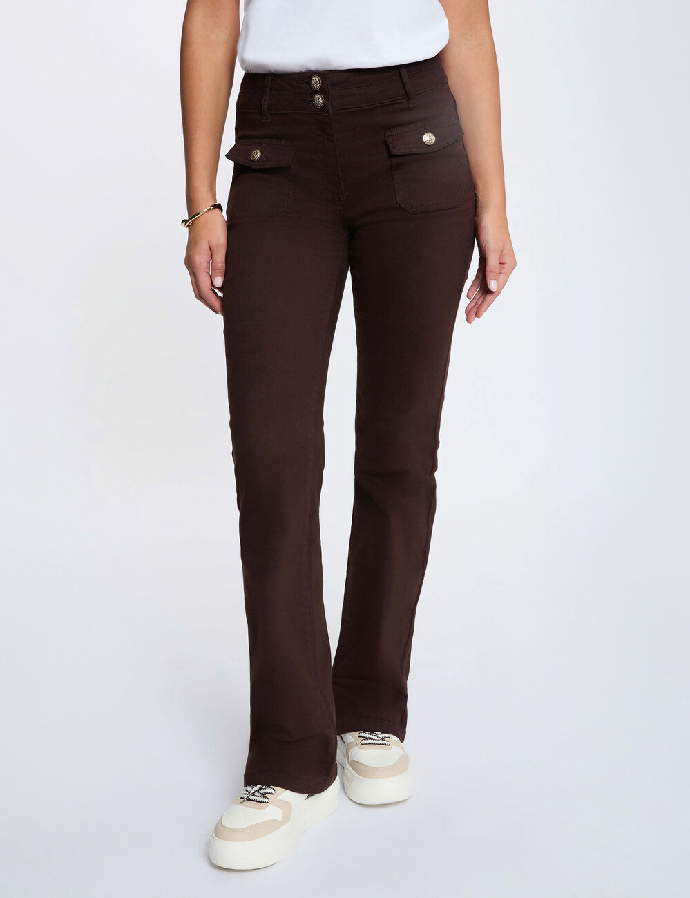 Pantalon bootcut marron fonc&eacute; femme