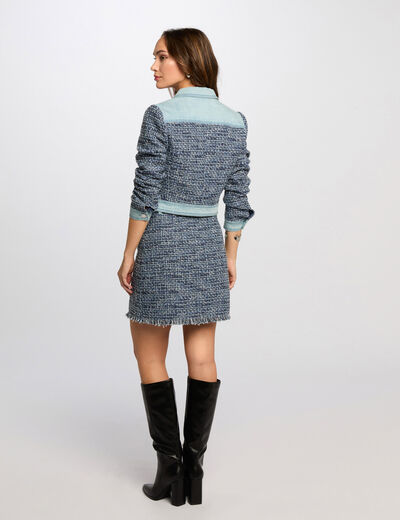 Jupe courte tweed multicolore femme