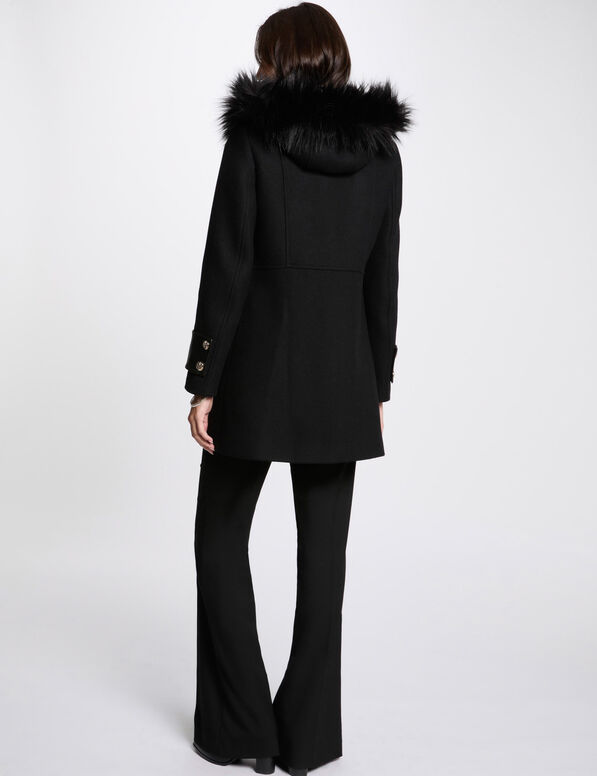 manteau details simili cuir noir femme Manteau détails simili cuir noir femme