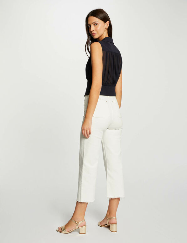 top plisse sans manches bleu marine femme Top plissé sans manches bleu marine femme