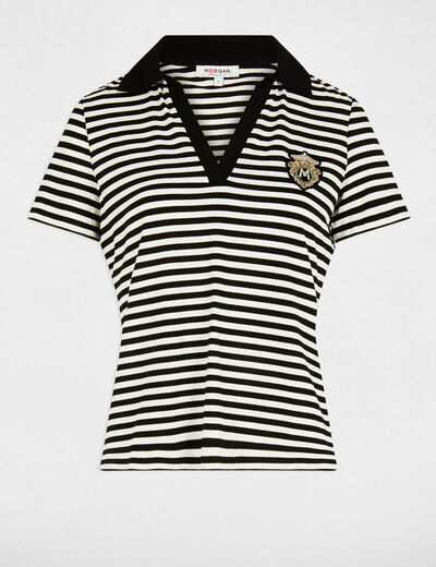 Gestreiftes Kurzarm-T-Shirt weiss damen