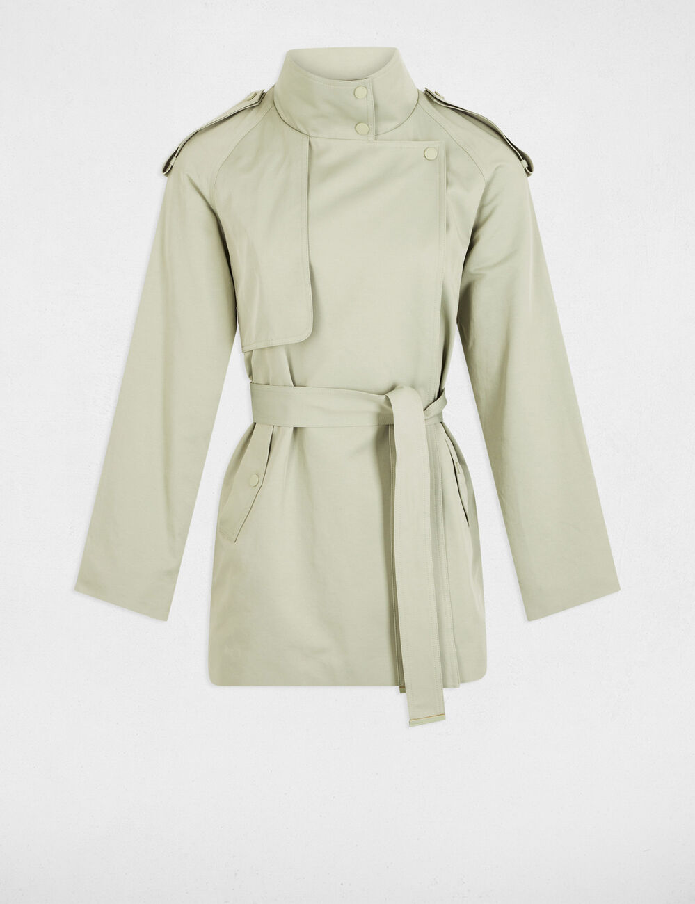 Kurzer, fließender Trenchcoat hellgrün damen