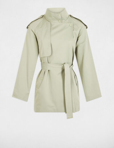 Trench court fluide vert clair femme