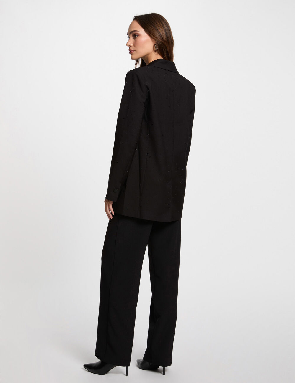 Langer Blazer mit Pailletten schwarz damen
