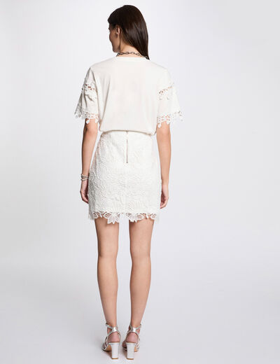 Jupe courte dentelle blanc femme