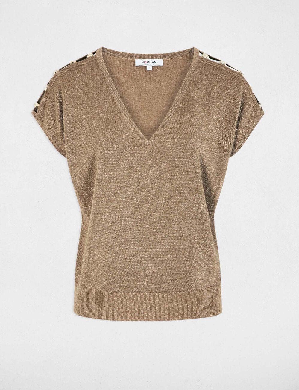 Oversize-Pullover mit V-Ausschnitt maulwurfsgrau damen