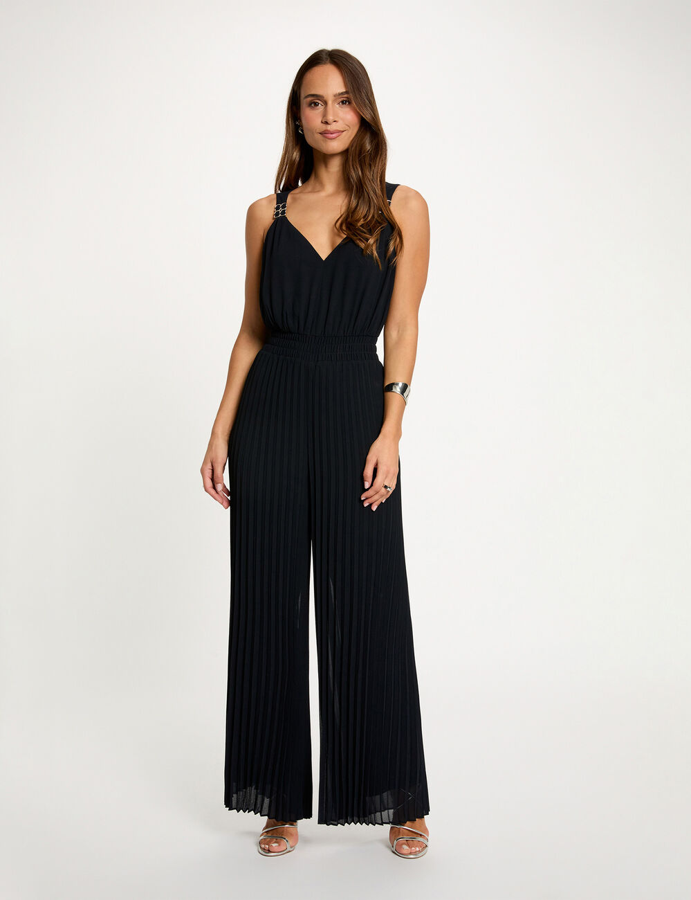 Plissierter Jumpsuit marineblau damen