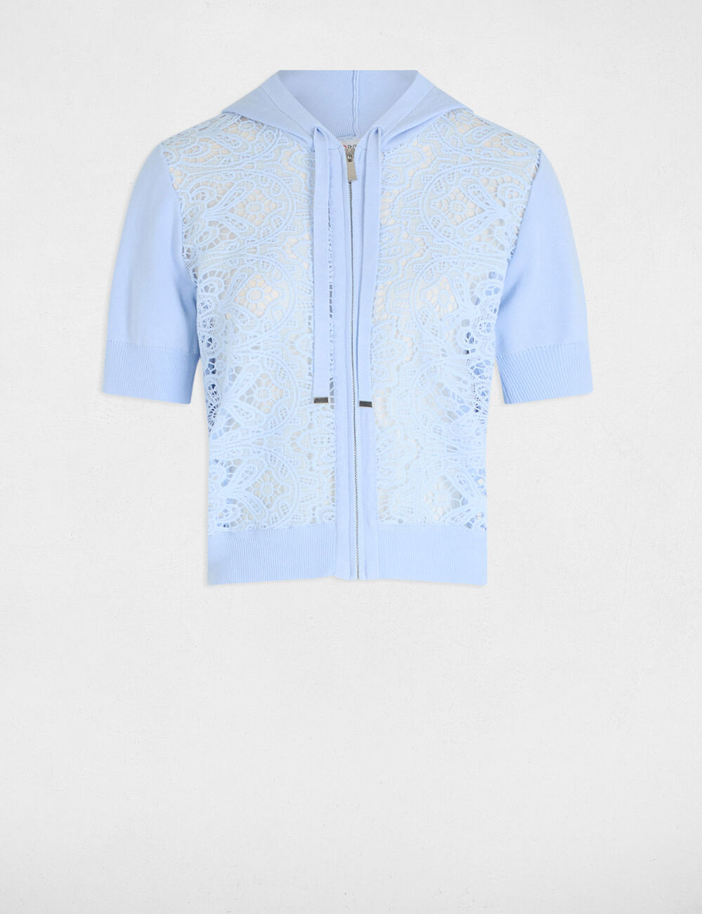 Gilet manches courtes capuche bleu ciel femme