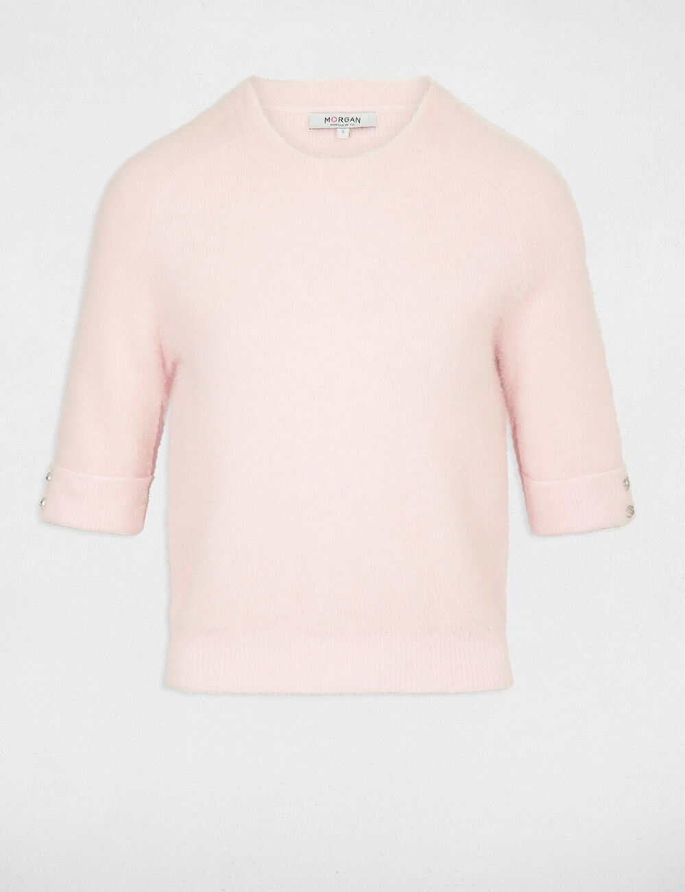 Kurzarm-Pullover rosa damen