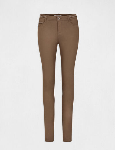 Pantalon slim enduit vert kaki femme