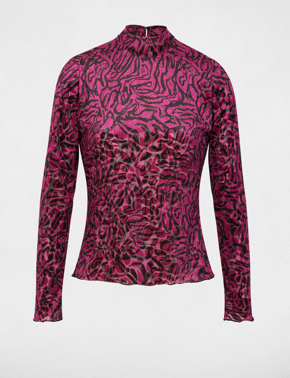 T-Shirt aus Samt mit Stehkragen mehrfarbig damen