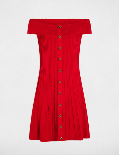 Kurzes Strickkleid in A-Linie rot damen