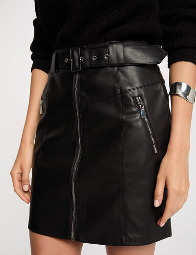Jupe courte simili cuir noir femme