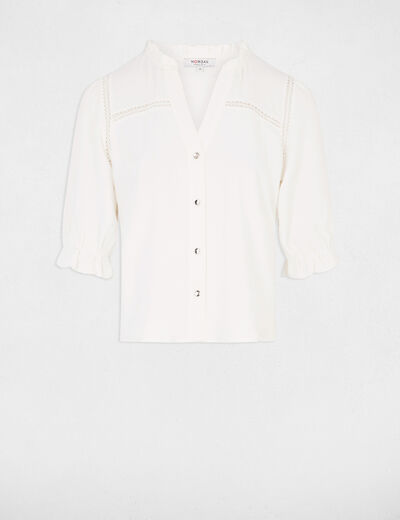 Blouse manches 3/4 ivoire femme