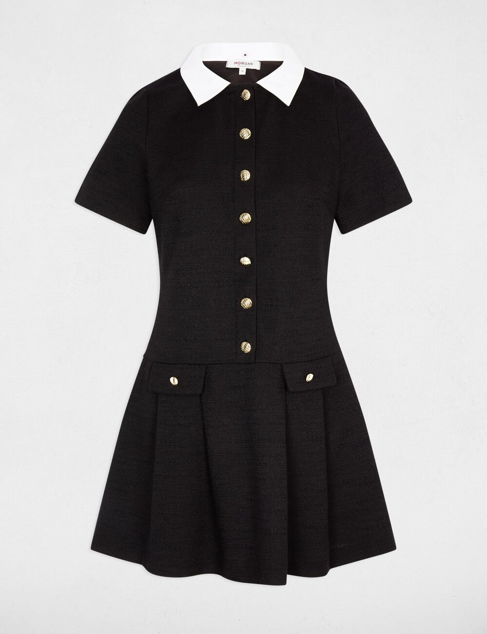 Robe courte tweed noir femme