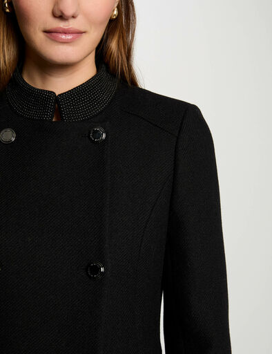 manteau long boutonne noir femme Manteau long boutonné noir femme