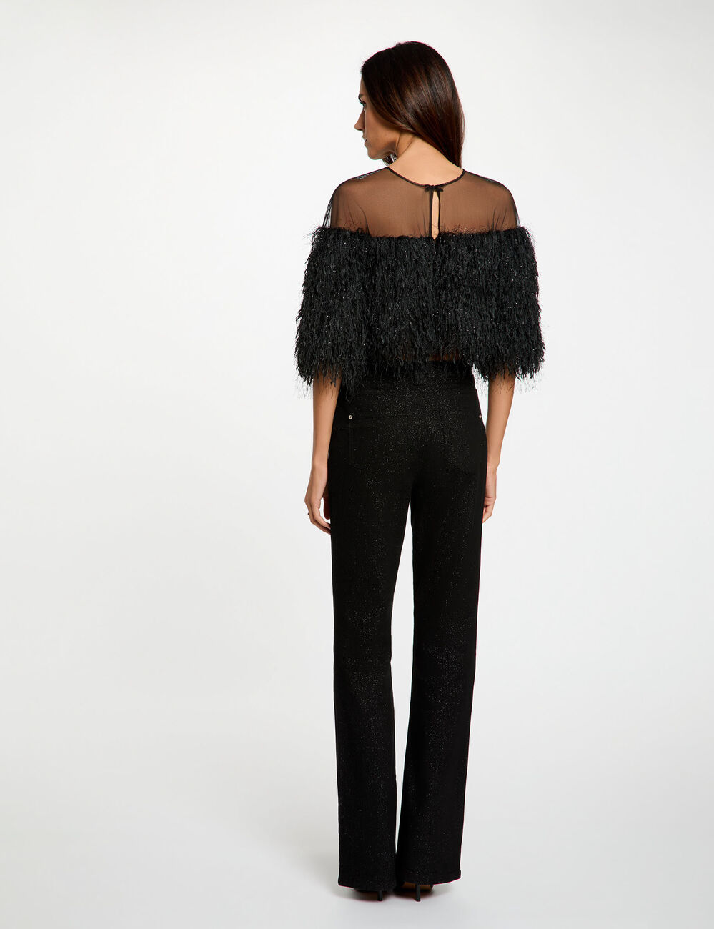 Jean bootcut paillettes noir femme