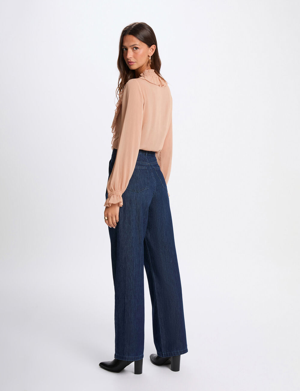 Flie&szlig;endes Hemd mit V-Ausschnitt lachsrosa damen