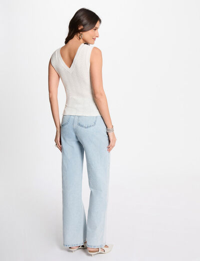 Ärmelloses Stricktop weiss damen