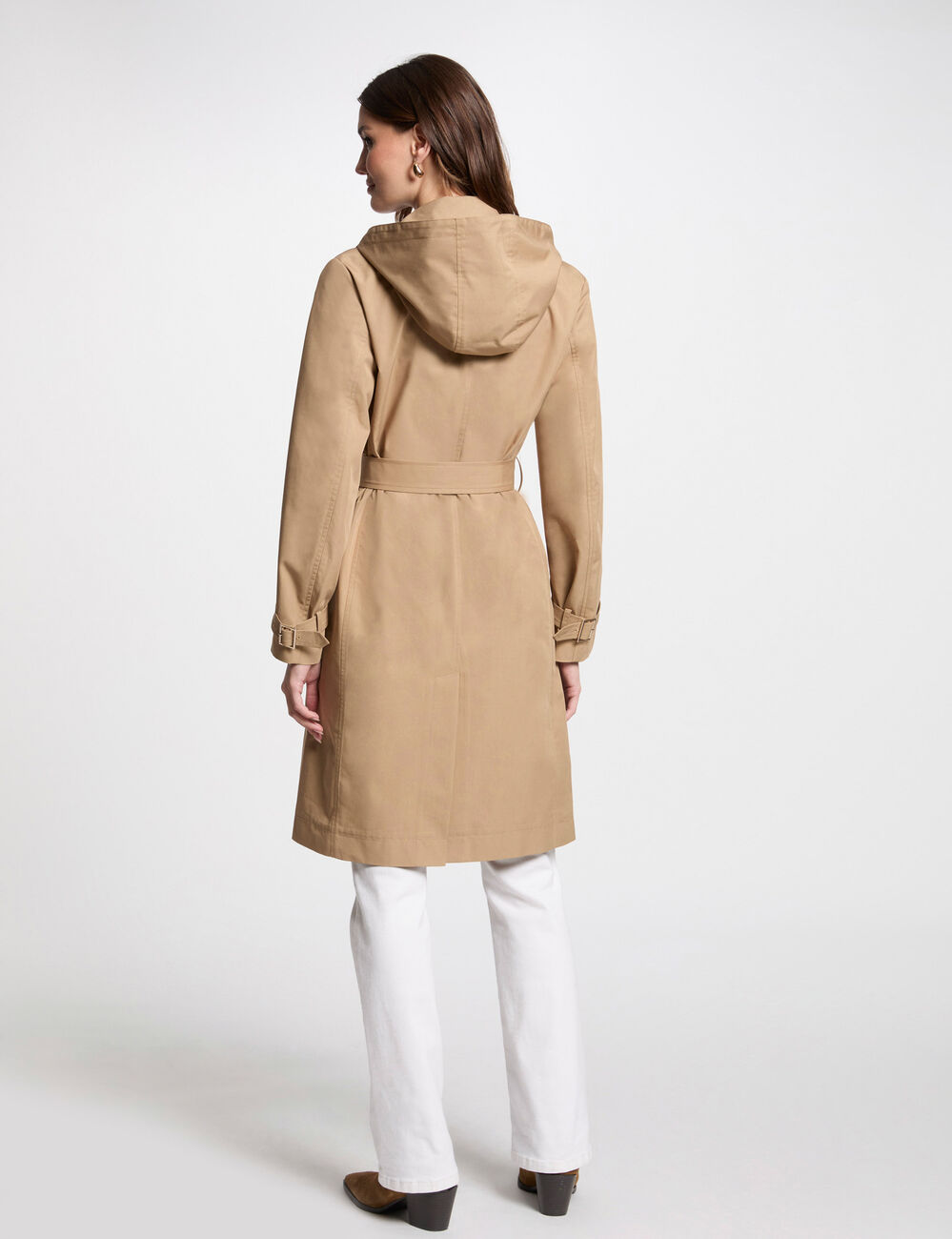 Langer Trenchcoat mit Gürtel beige damen