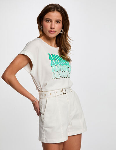 T-shirt mit Aufdruck weiss damen