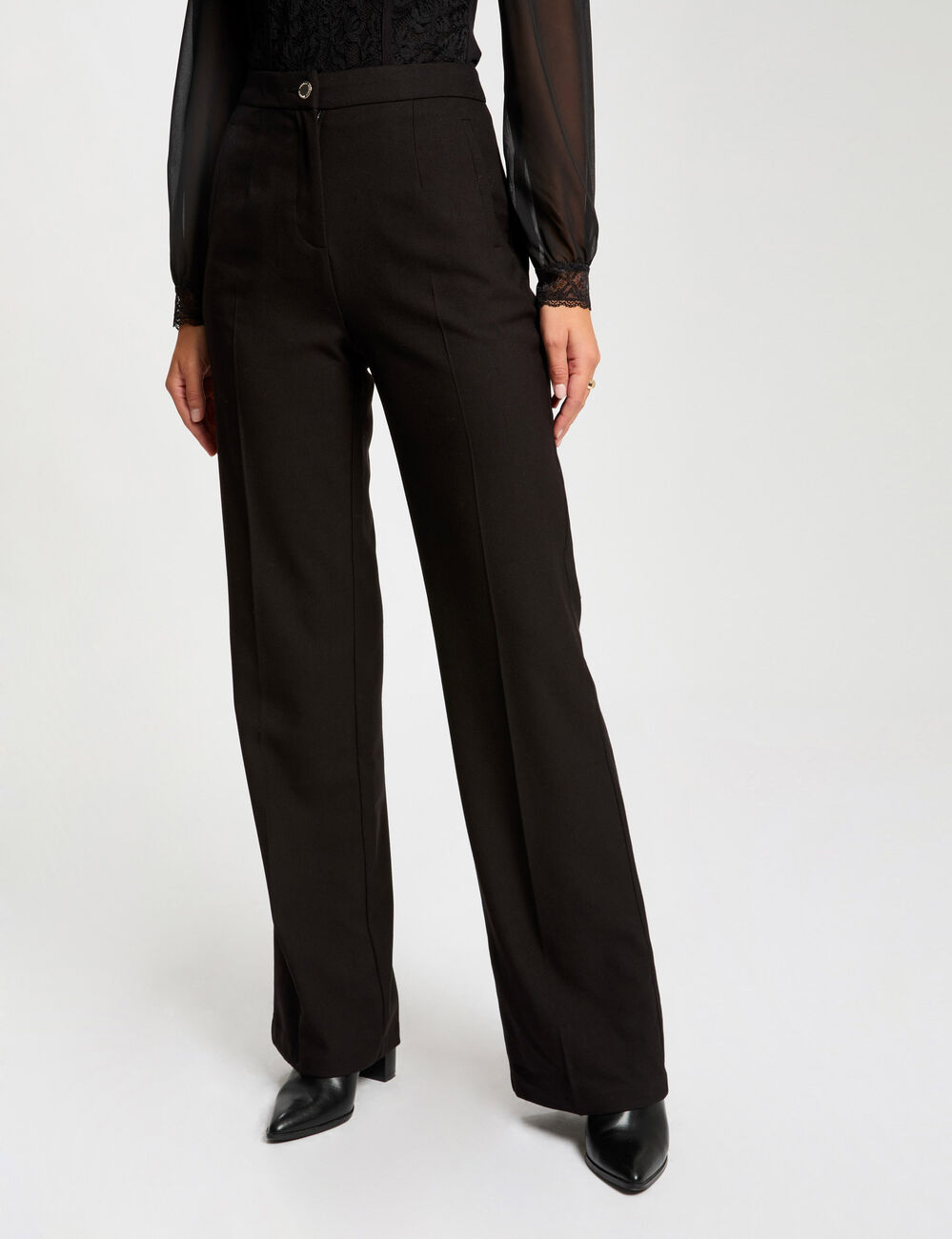 Flare-Hose mit Abnähern schwarz damen
