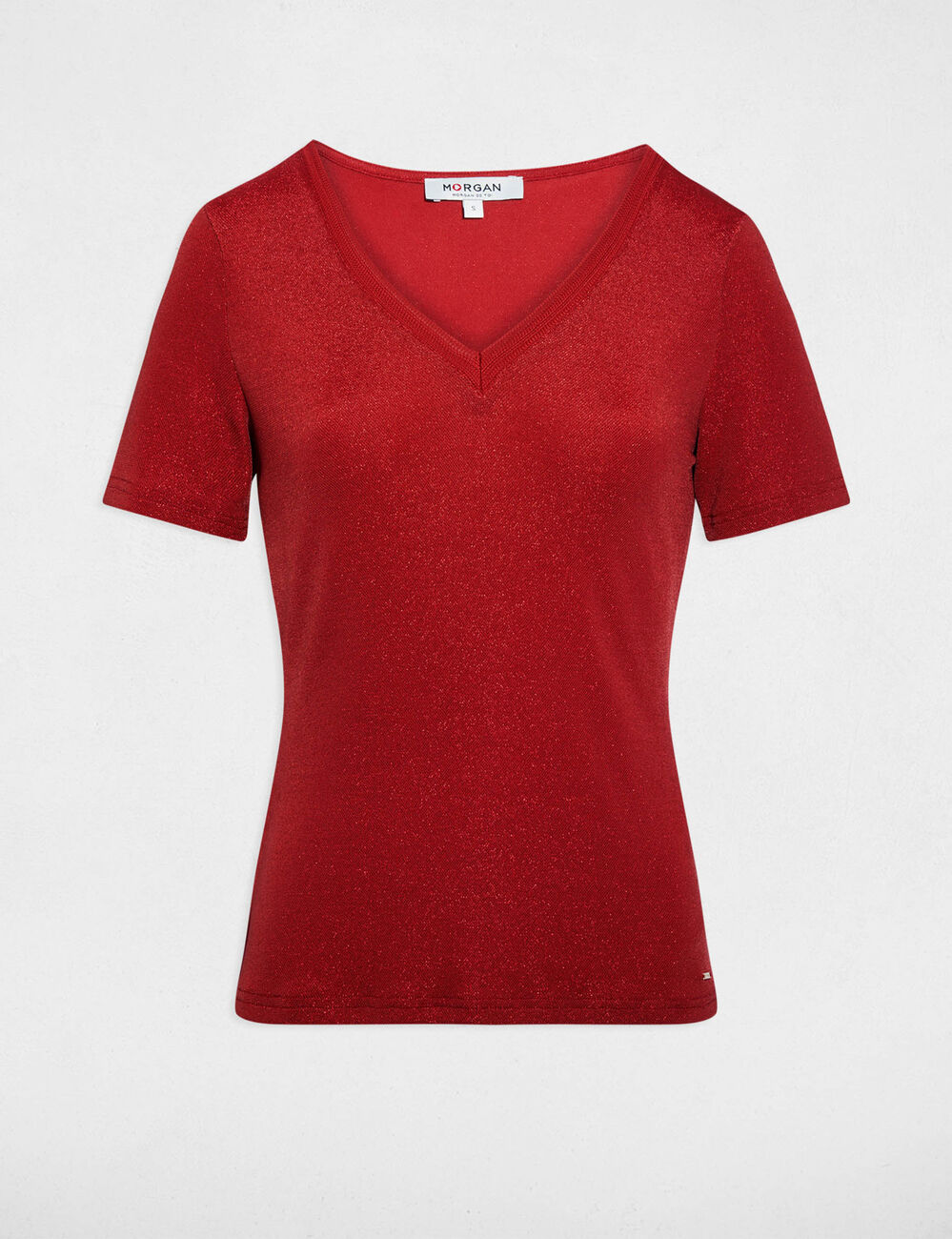 Kurzarm-T-Shirt mit V-Kragen dunkelorange damen