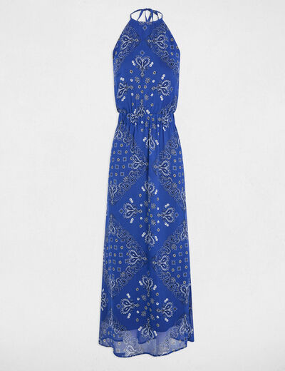 Robe longue droite imprimée multicolore femme