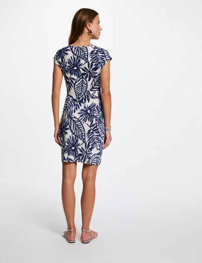Robe courte ajustée imprimée multicolore femme