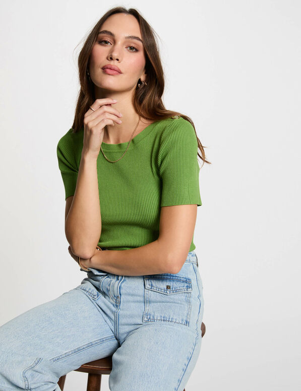 pullover mit u boot ausschnitt vert anis damen Pullover mit U-Boot-Ausschnitt vert anis damen