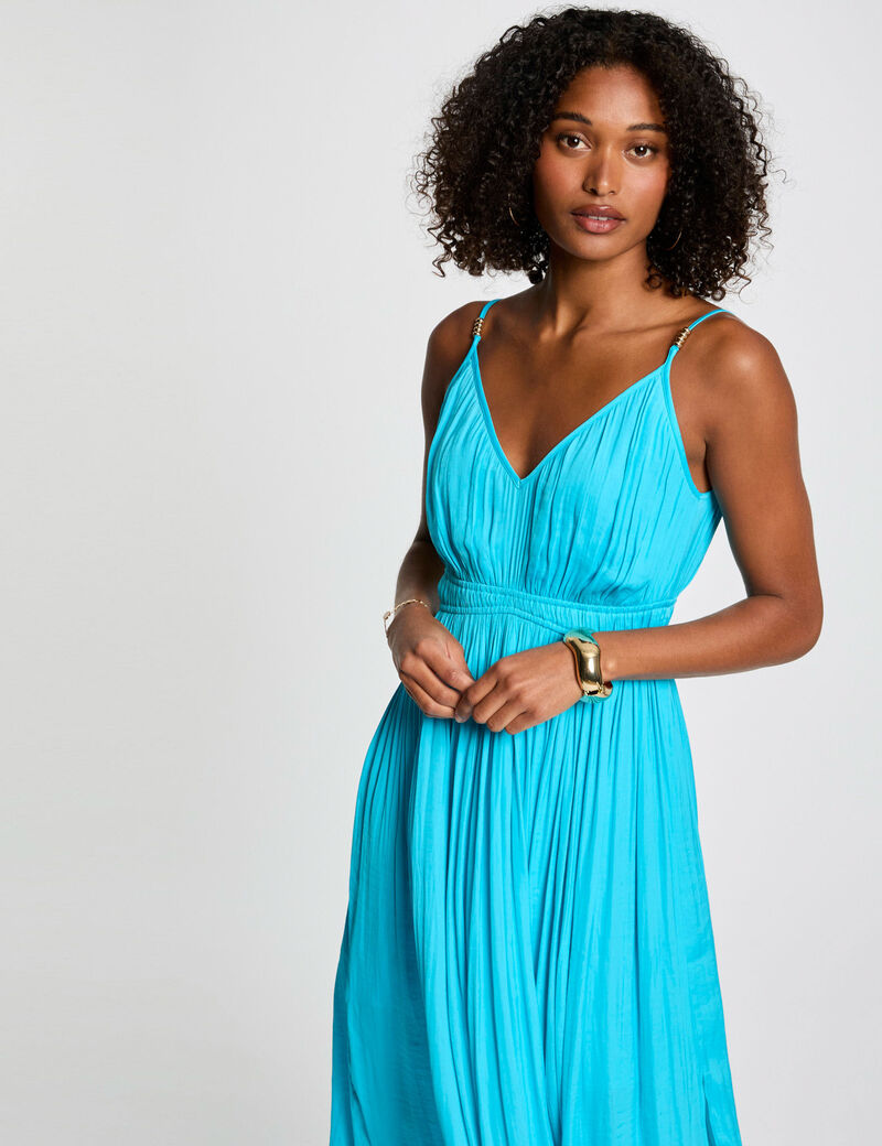 robe midi droite plissee bleu ciel femme Robe midi droite plissée bleu ciel femme