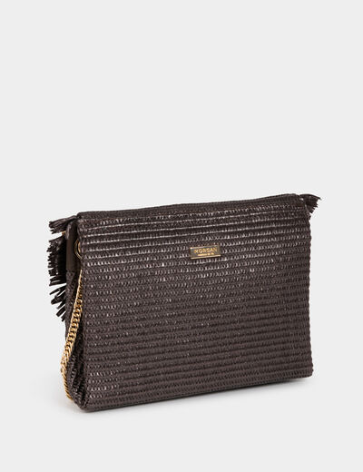 Sac bandouli&egrave;re fermoir marron fonc&eacute; femme