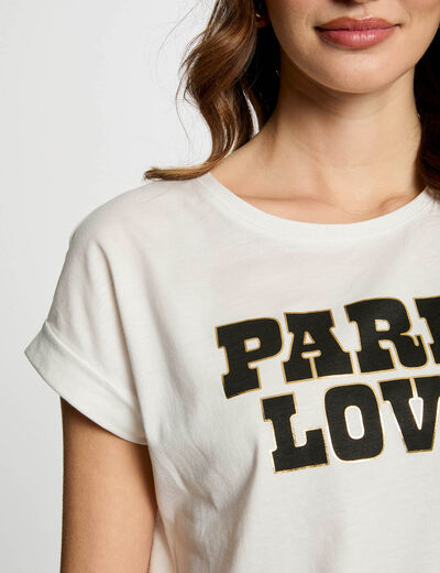 T-shirt à inscription blanc femme