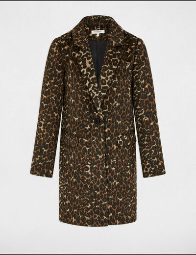 Manteau long imprimé léopard multicolore femme