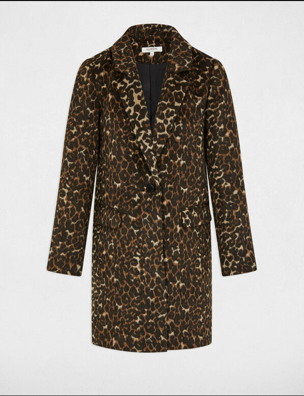 Langer Mantel mit Leopardenmuster mehrfarbig damen