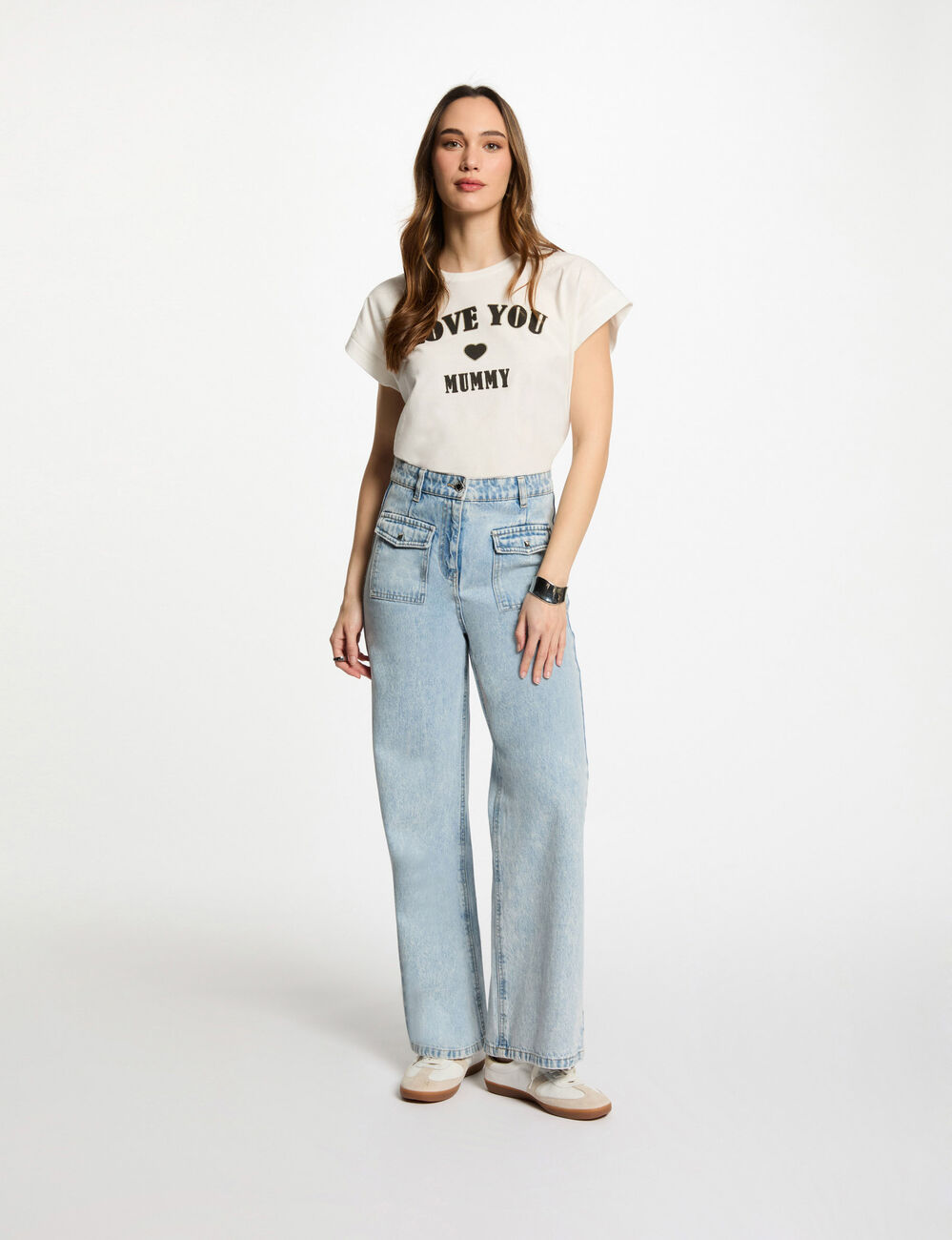 T-shirt mit Aufschrift weiss damen