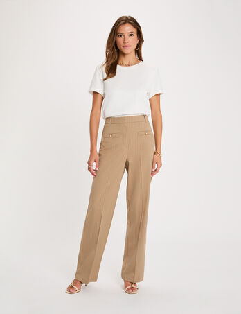 Hochgeschnittene gerade Hose maulwurfsgrau damen