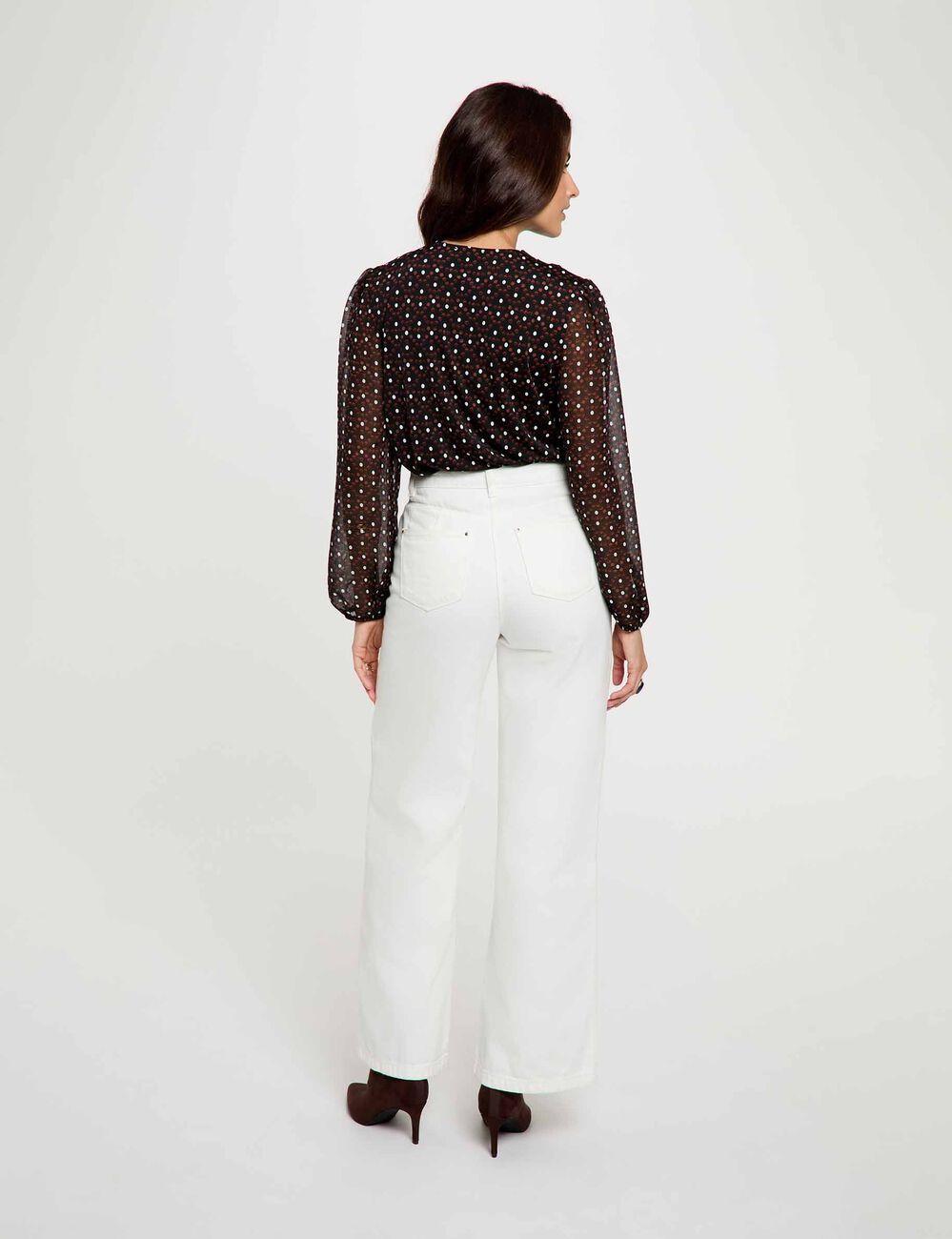 Blouse voile col lavalli&egrave;re multicolore femme