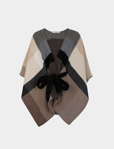 Karierte Cape sandfarben damen