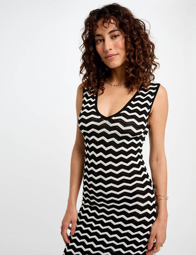 Robe tricot longue ajustée noir femme
