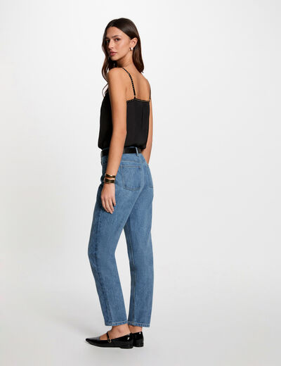 Jeans slim détails matelassés denim stone femme