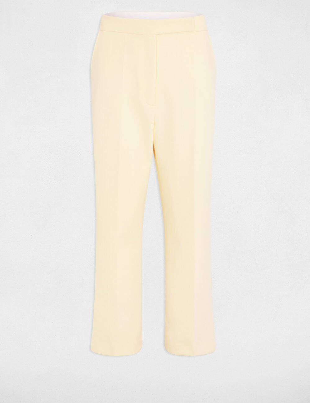 Pantalon droit taille haute jaune pastel femme