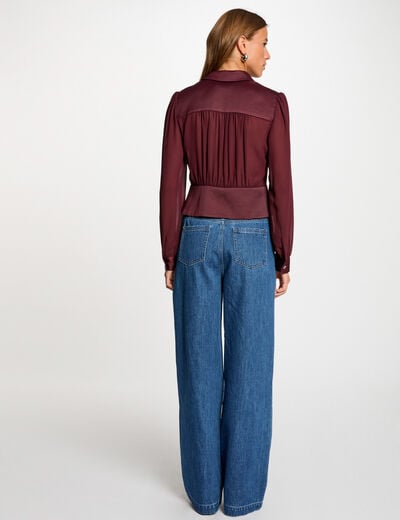 Taillierte Satinbluse pflaume damen