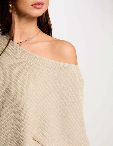 pull col bateau epaule denudee sable femme Pull col bateau épaule dénudée sable femme